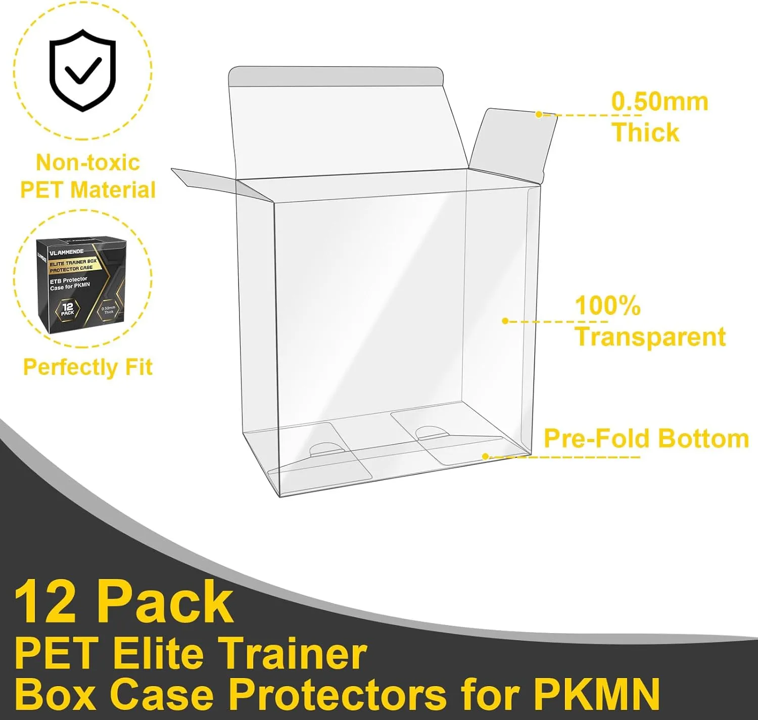 12 Pack Plastic Case Protector Elite Trainer Boxes ETB,0.50mm Thick Clear Premium Collection Box PKMN Etb Protector,ETB Protector Case