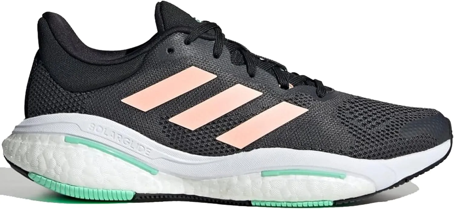 adidas Womens Solar Glide 5 Running Shoes, Grey Six/Light Flash Orange/Pulse Mint, 10.5