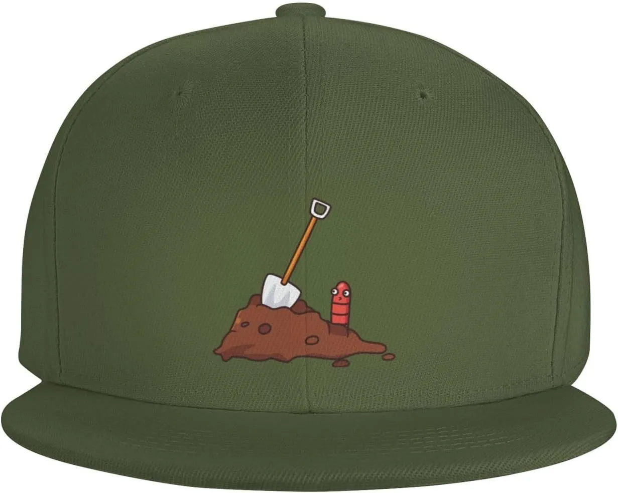 Adjustable Earthworms and Shovels Snapback Hat for Men Women Baseball Cap Dad Hats