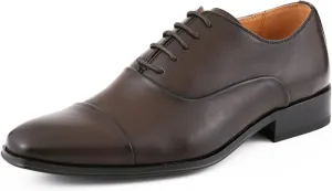 Amali Oxford Dress Shoes for Men with Textured Cap Toe, Men's Oxford Shoes Made from Premium PU Leather, Versatile Formal Footwear for All Occasions