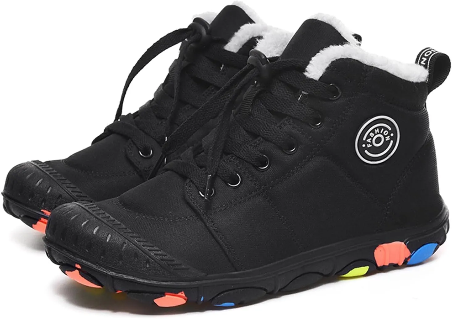 Barefoot Shoes Kids Boys Girls Trail Running Shoes Minimalist Zero Drop Sole Cotton Boots Fur Lined Hiking Walking Shoes (Little Kid/Big Kid)