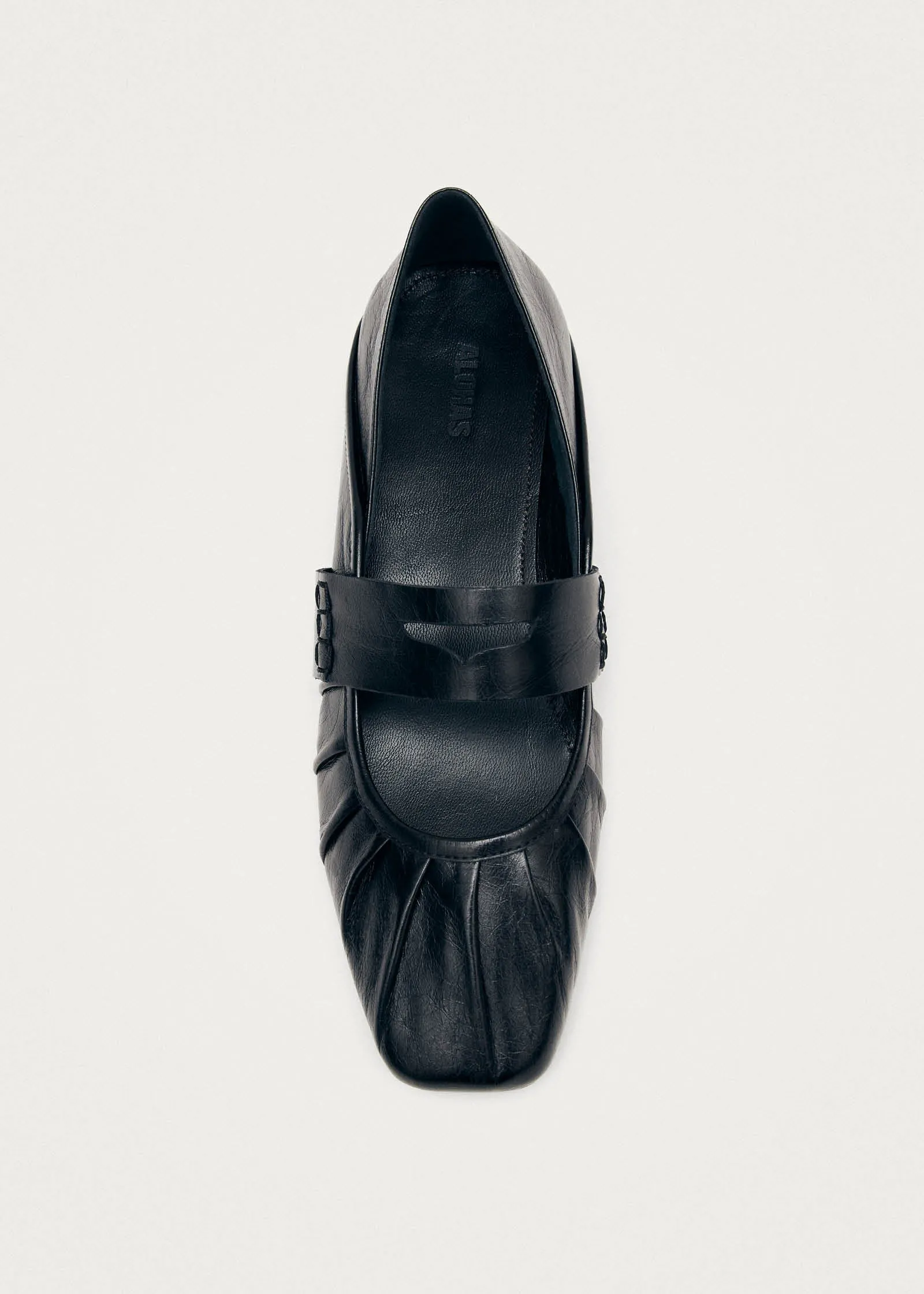 Bargo Black Leather Ballet Flats