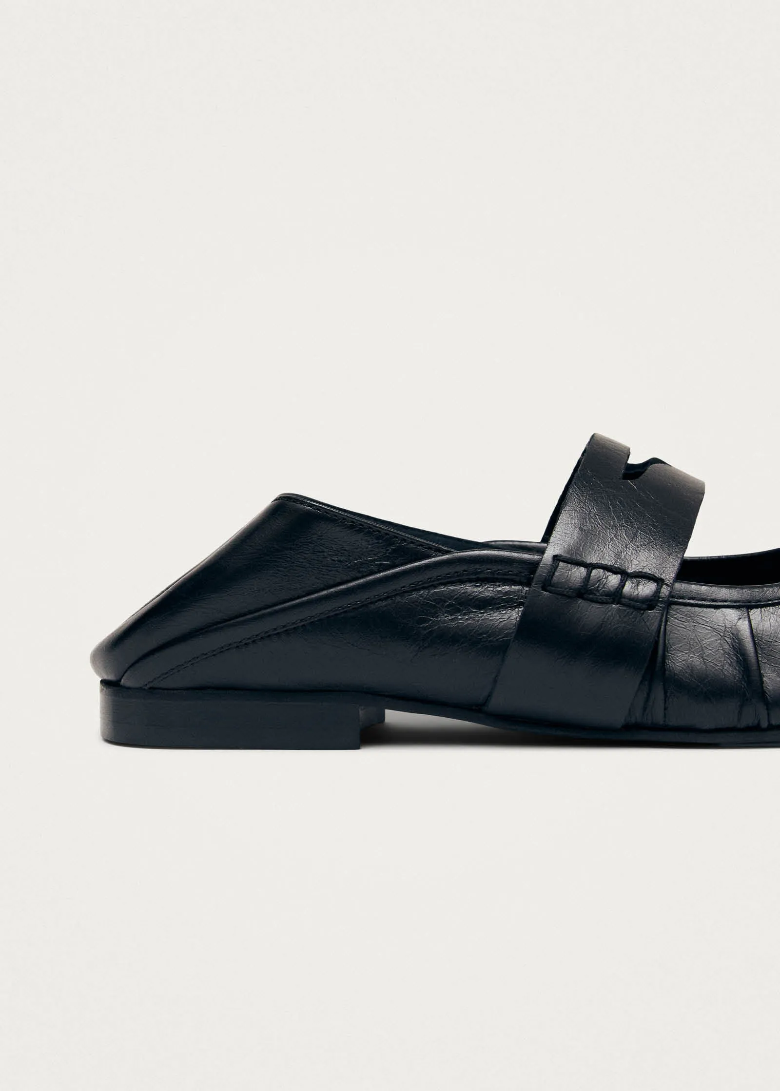 Bargo Black Leather Ballet Flats