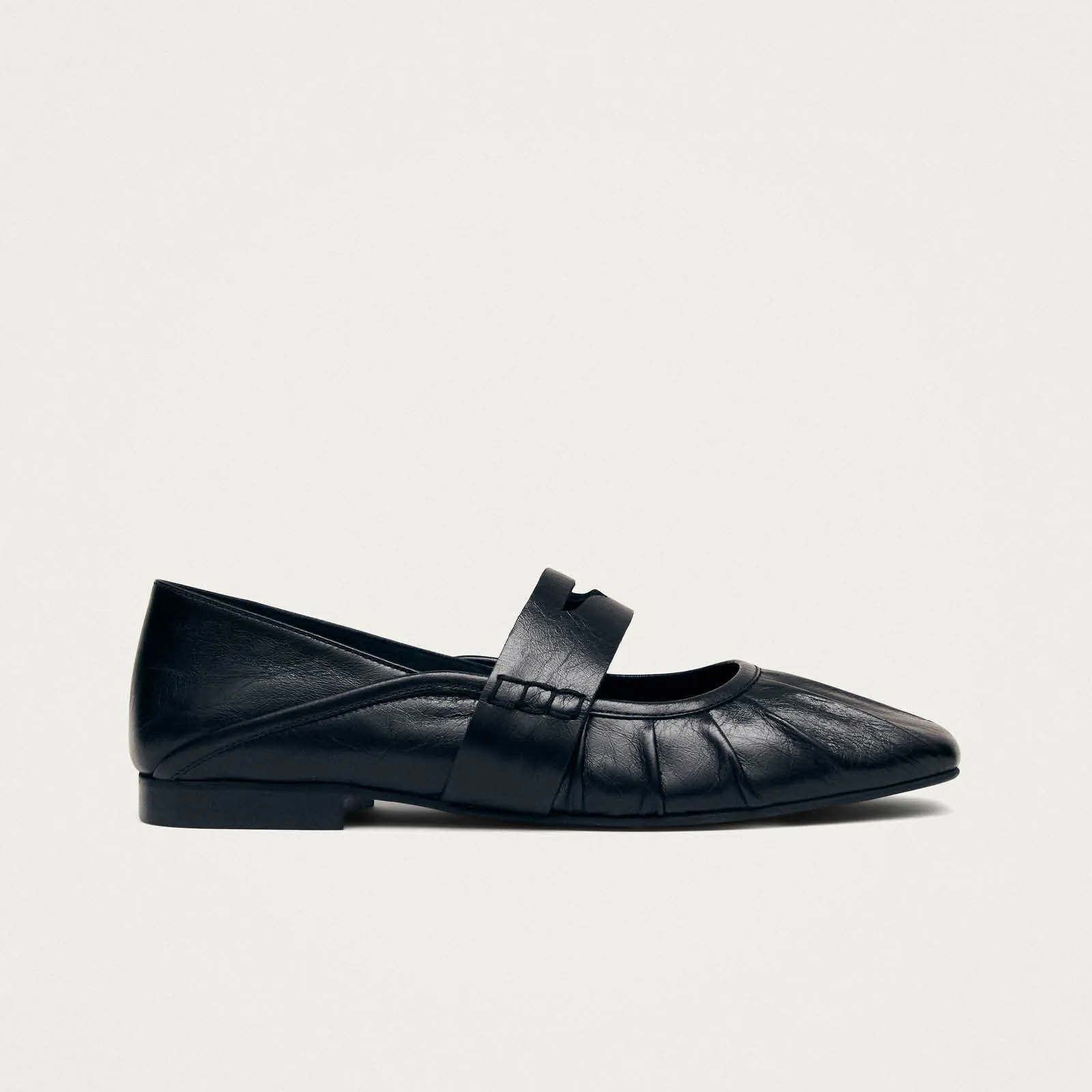 Bargo Black Leather Ballet Flats