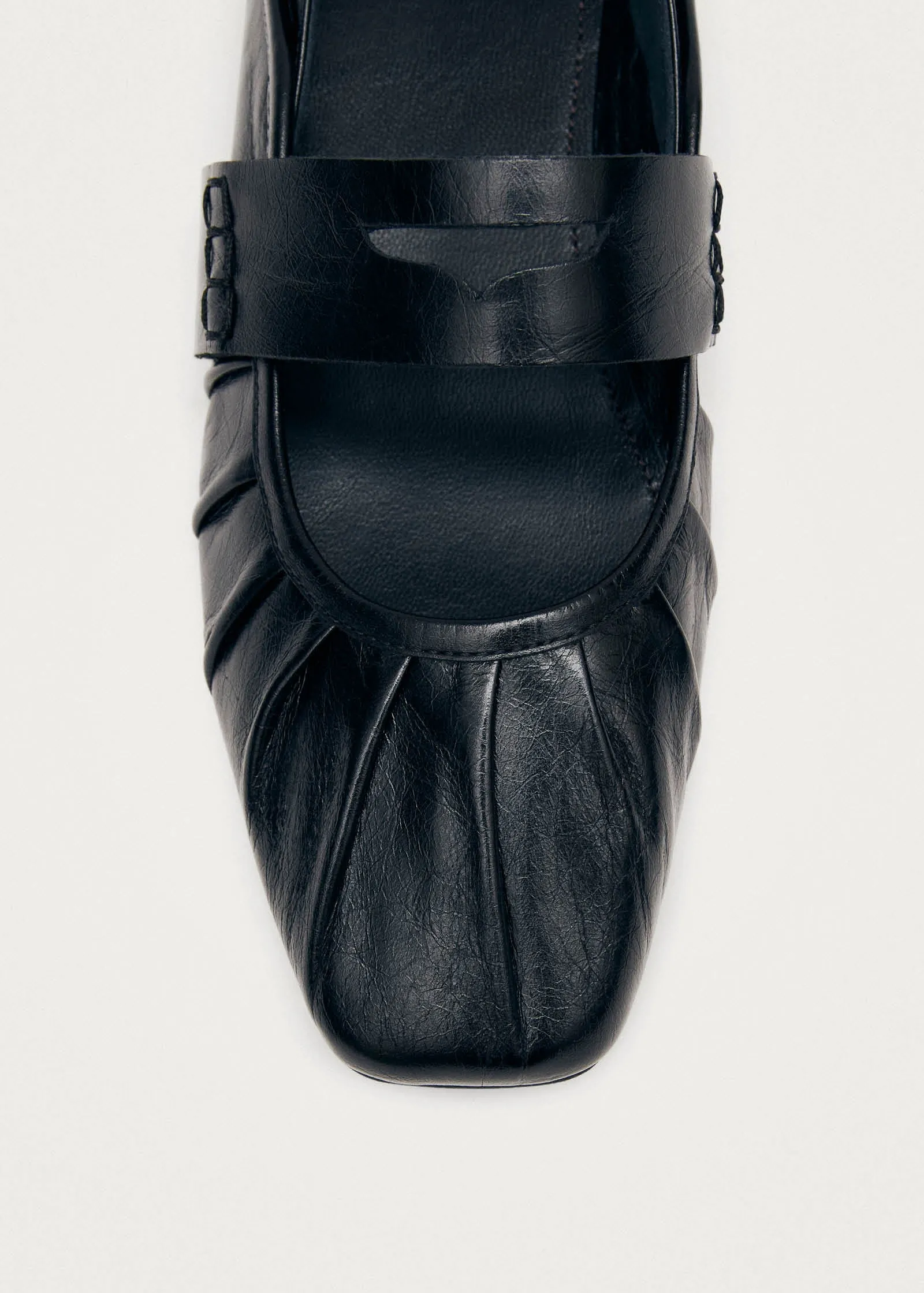 Bargo Black Leather Ballet Flats