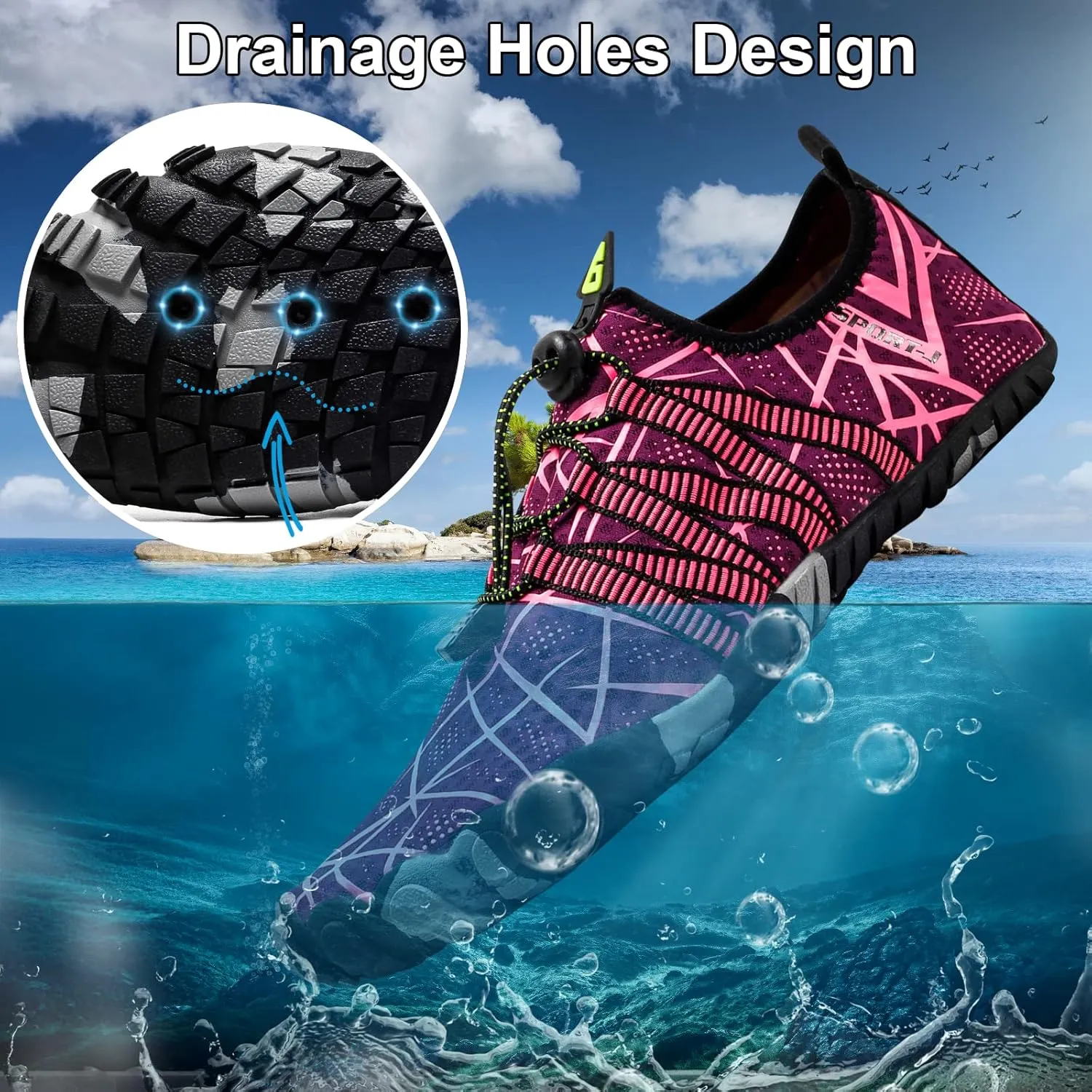 Beach Wet Water Shoes Mens Womens Wetsuit Boots Quick Dry Water Pool Trainer Sport Shoes for Swim Surf Beach Boating Snorkeling Diving Running Yoga