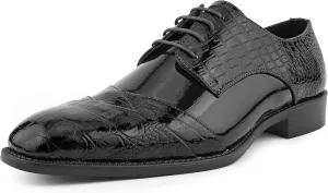 Bolano Bandit, Cap Toe Oxford Dress Shoes for Men, Men's Formal Dress Shoes with Alligator Print, Croc Folded Oxfords