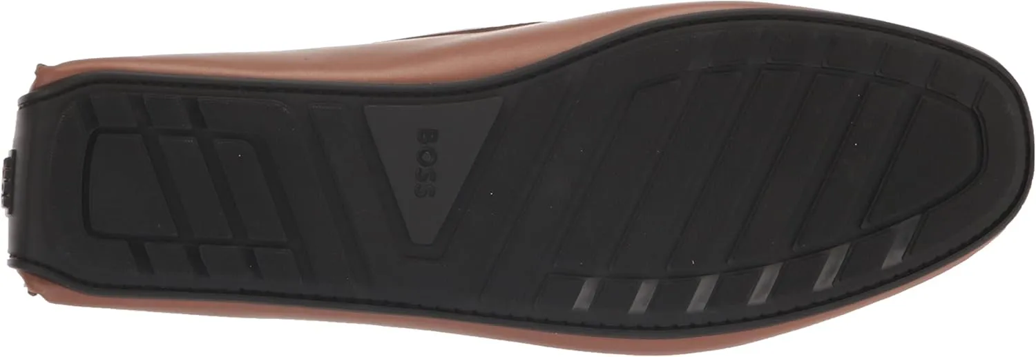 BOSS Men's Smooth Leather Moccasins with Rubber Outer Sole Loafer