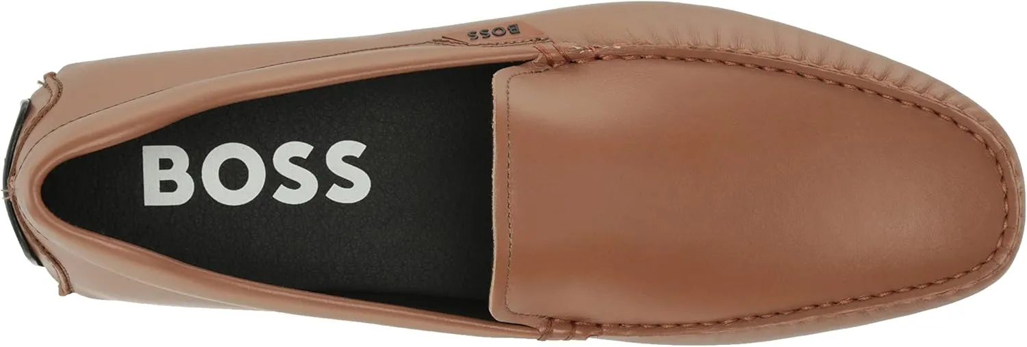 BOSS Men's Smooth Leather Moccasins with Rubber Outer Sole Loafer