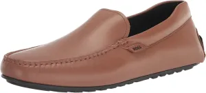BOSS Men's Smooth Leather Moccasins with Rubber Outer Sole Loafer
