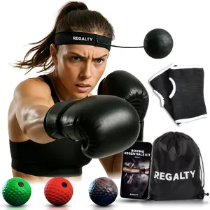 Boxing Reflex Ball Set -Complete Boxing Training Equipment with Gloves, Headband & Carry Bag -Perfect for Kids & Adults to Improve Reaction, Speed & Focus for Boxing, MMA, Muay Thai, Jiu Jitsu