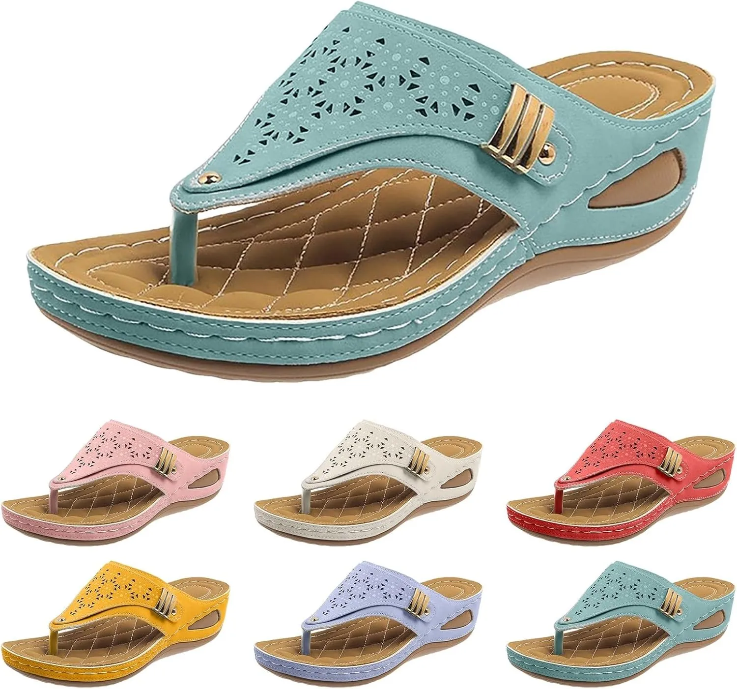 Breathable Mesh Hollow Sports Sandals Non-Slip 2024 New Women’s Wedge Orthopedic Flip-Flops Summer Casual Sandals Open Toe