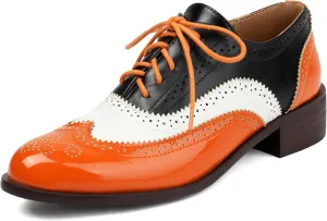Brogue Derby Women Lace Up Low Block Heel Men Work Shoes