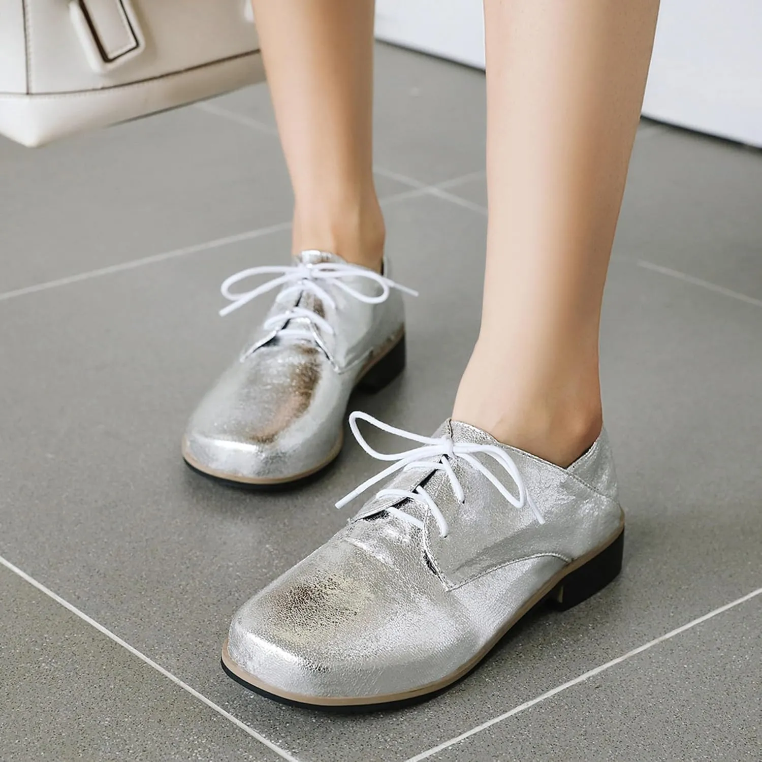 Brogue Oxford Derby Women Comfy Work Lace Up Shoes