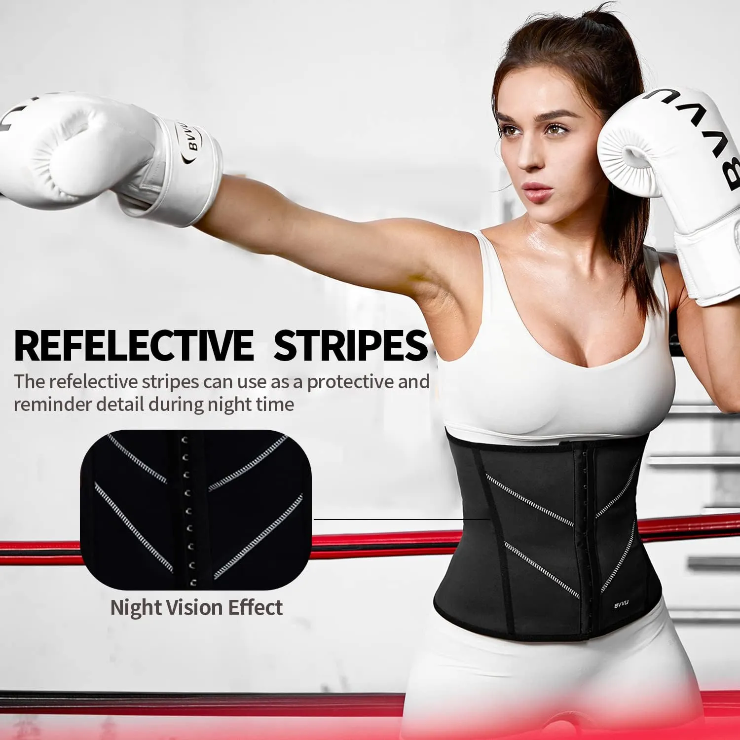 BVVU Sweat Waist Trainer Trimmer for Women Corset Cincher Underbust Latex Sport Girdle Body Shaper for Workout