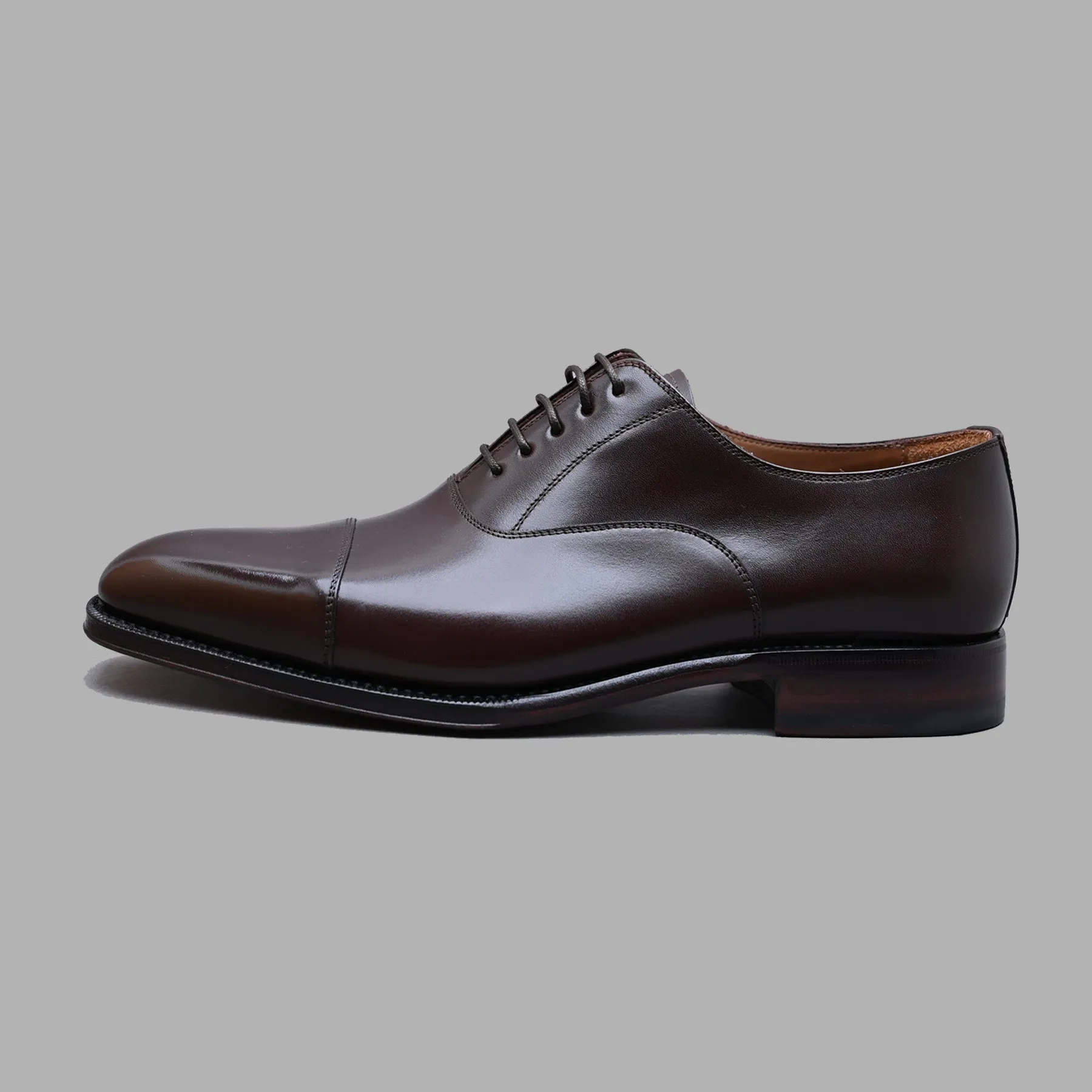 Cap Toe Oxford in Dark Brown Calf Leather (Box Calf)