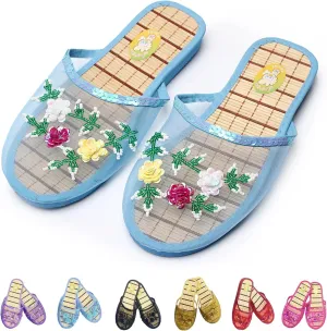 Chinese Mesh Slippers for Women - Summer Floral Hollow Mesh Slippers
