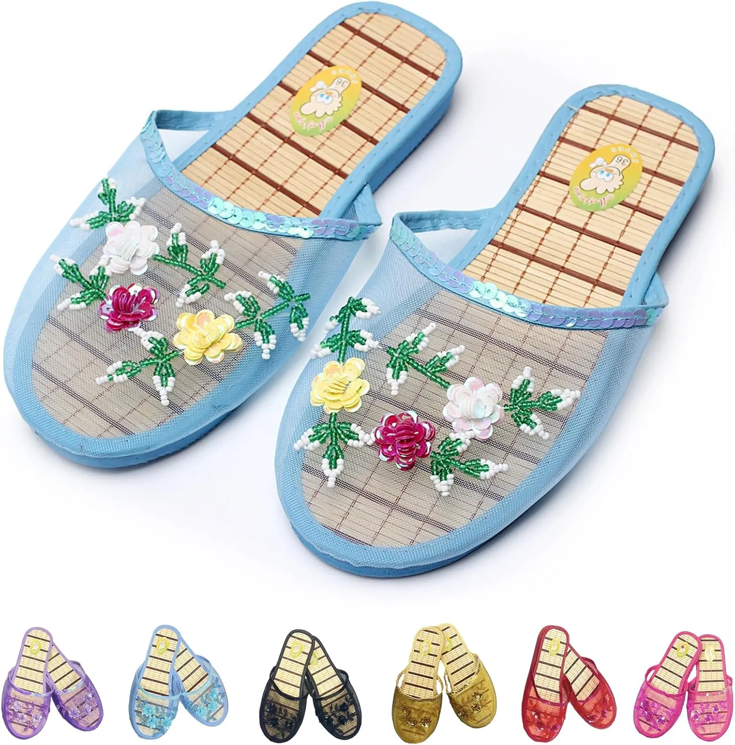 Chinese Mesh Slippers for Women - Summer Floral Hollow Mesh Slippers