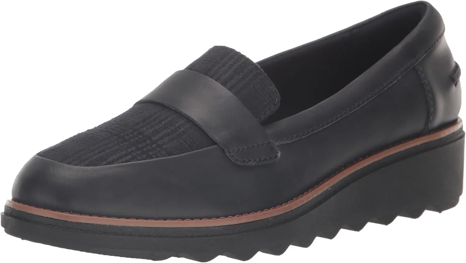 Clarks Women's Sharon Gracie Loafer, Navy Combi Leather, 8.5 Wide