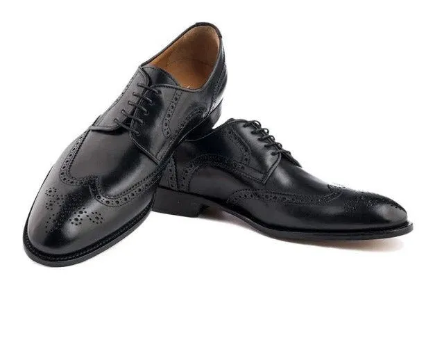 Classic Wingtip Brogues – Black Patina Leather -16532