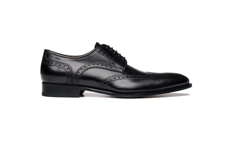 Classic Wingtip Brogues – Black Patina Leather -16532