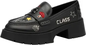 Coach Women's Leah Platform Loafer with Sketch Print, Charcoal/Black, 9