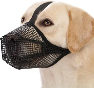 Crazy Felix Dog Muzzle, Soft Mesh Muzzle for Small Medium Large Dogs Labrador German Shepherd, Breathable Adjustable Mouth Guard for Biting Chewing Scavenging, Allows Panting and Drinking(Balck, L)