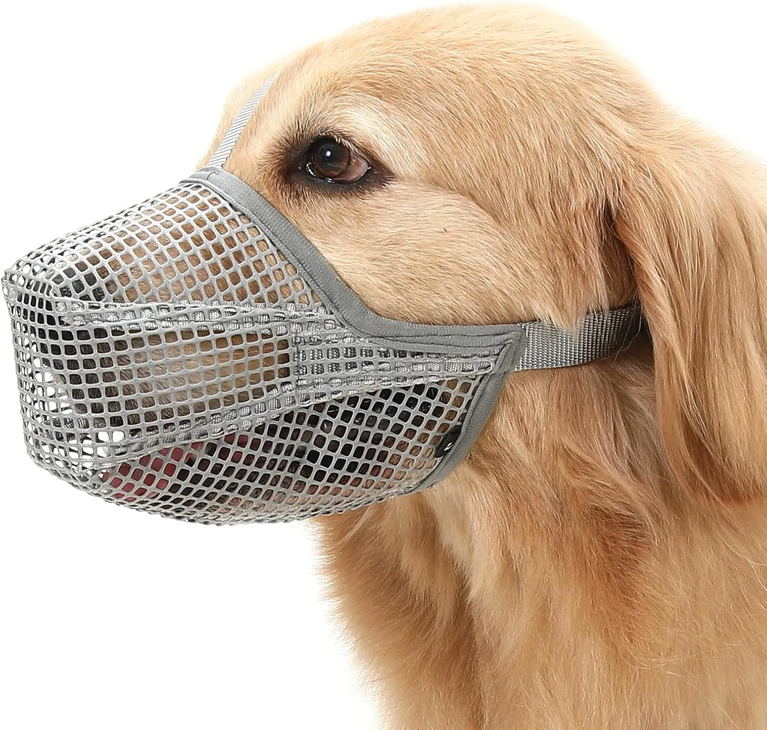 Crazy Felix Dog Muzzle, Soft Mesh Muzzle for Small Medium Large Dogs Labrador German Shepherd, Breathable Adjustable Mouth Guard for Biting Chewing Scavenging, Allows Panting and Drinking(Grey, XL)