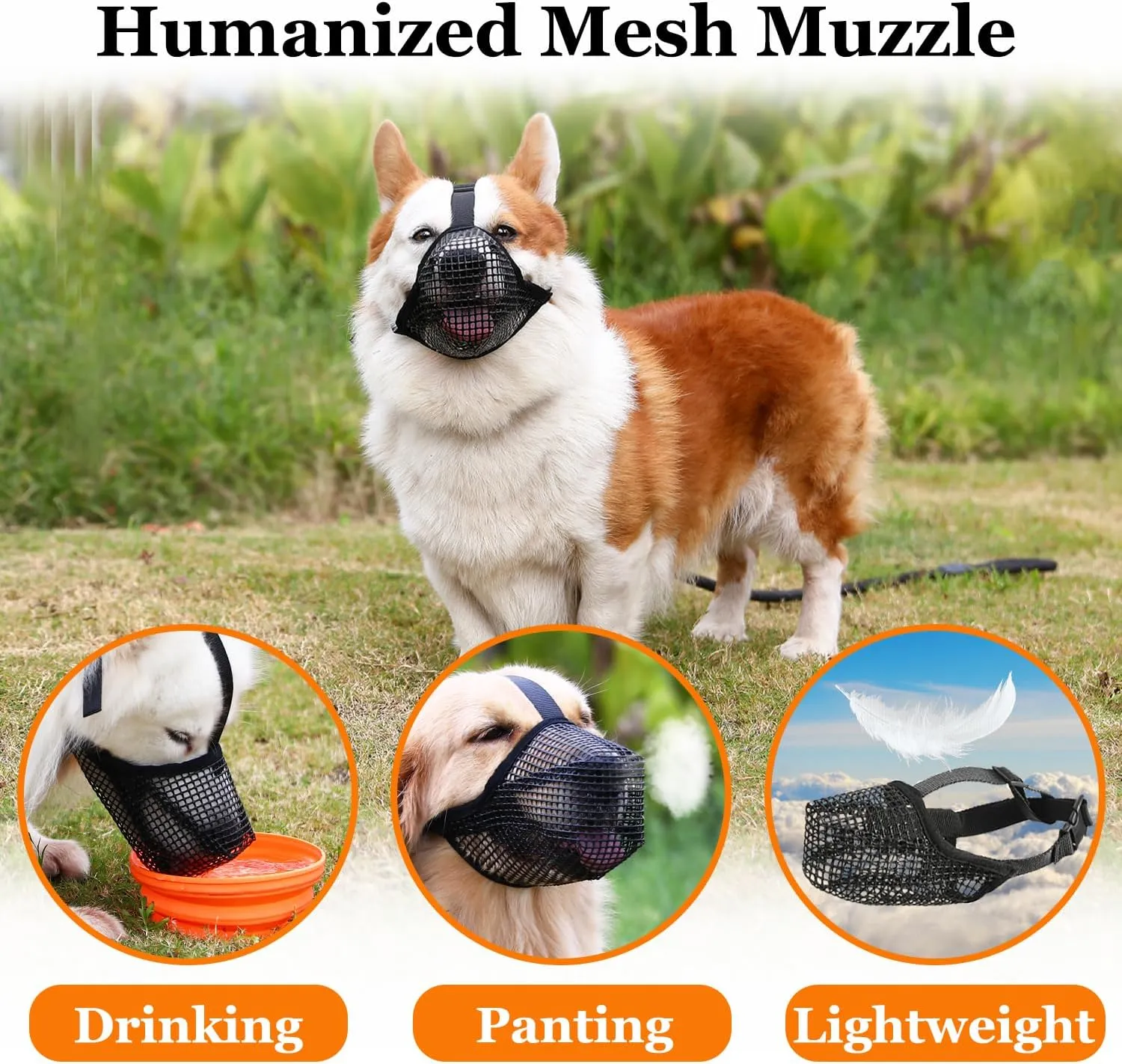 Crazy Felix Dog Muzzle, Soft Mesh Muzzle for Small Medium Large Dogs Labrador German Shepherd, Breathable Adjustable Mouth Guard for Biting Chewing Scavenging, Allows Panting and Drinking(Grey, XL)