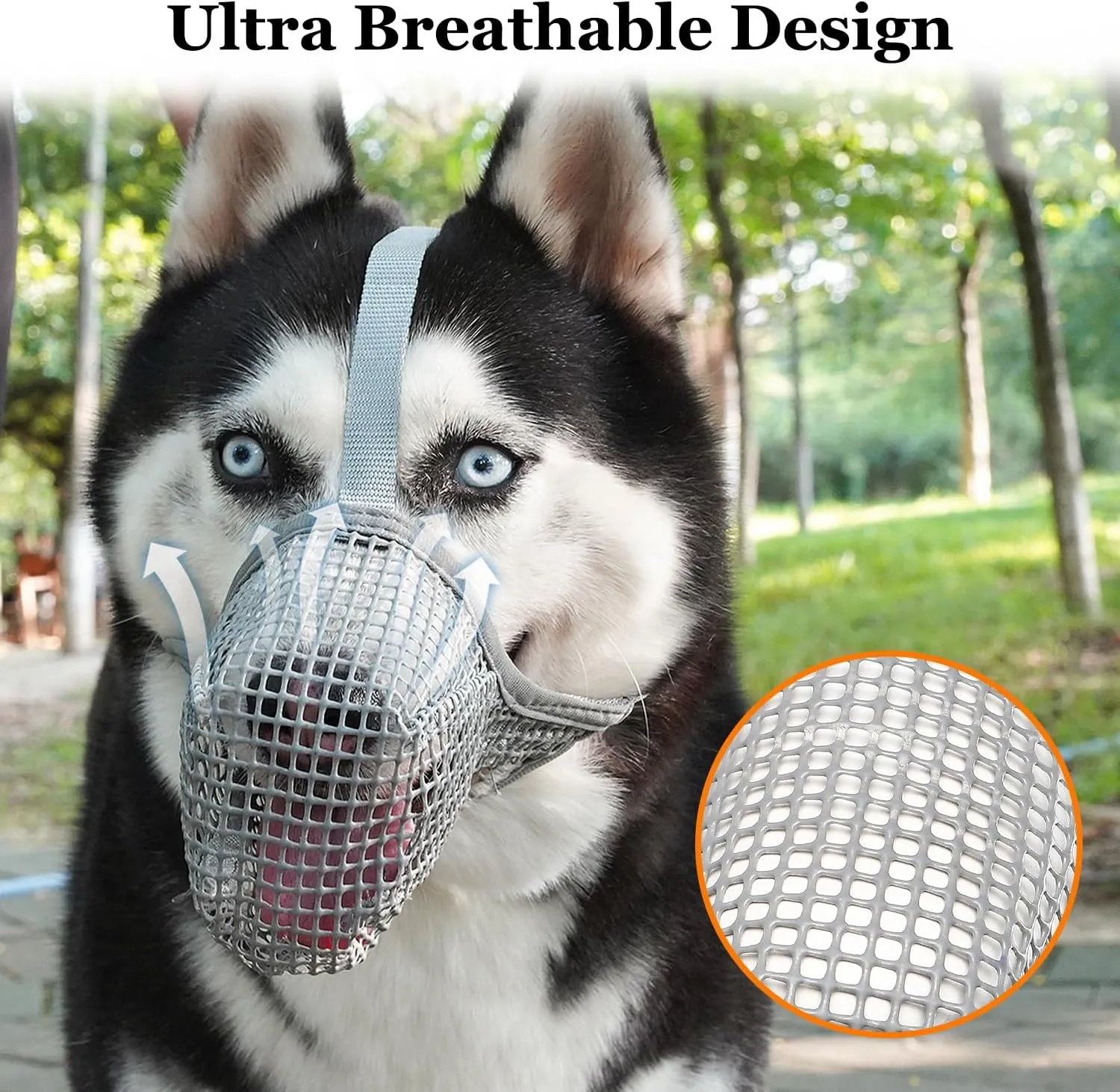 Crazy Felix Dog Muzzle, Soft Mesh Muzzle for Small Medium Large Dogs Labrador German Shepherd, Breathable Adjustable Mouth Guard for Biting Chewing Scavenging, Allows Panting and Drinking(Grey, XL)