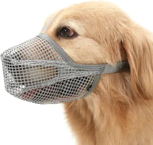 Crazy Felix Dog Muzzle, Soft Mesh Muzzle for Small Medium Large Dogs Labrador German Shepherd, Breathable Adjustable Mouth Guard for Biting Chewing Scavenging, Allows Panting and Drinking(Grey, XL)