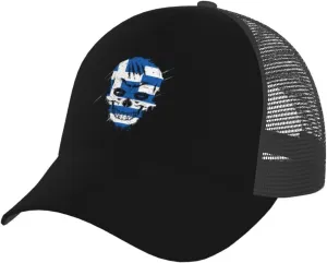 Creative Greece Patriot Skull National Flag Baseball Cap Adjustable for Men Women Breathable Mesh Back Baseball Caps Casual Outdoor Hat Trucker Hat