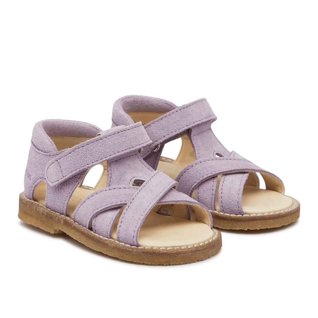 Cross sandal with open toe and velcro closure