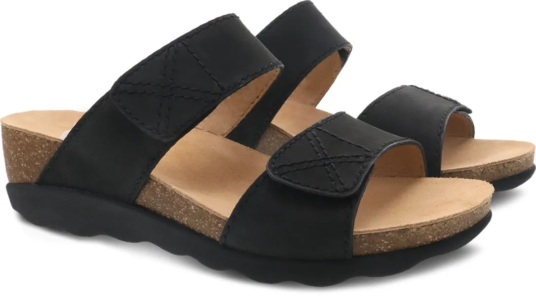 Dansko Black Maddy Milled Nubuck Womens Sandals 1510-470200