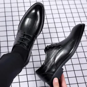 Dress Oxford Shoes for Men's Lace-up Tuxedo Round Toe Vegan Leather Non Slip Rubber Sole Low Top Working