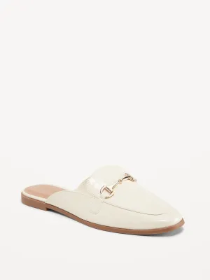 Faux-Leather Loafer Mule Shoes