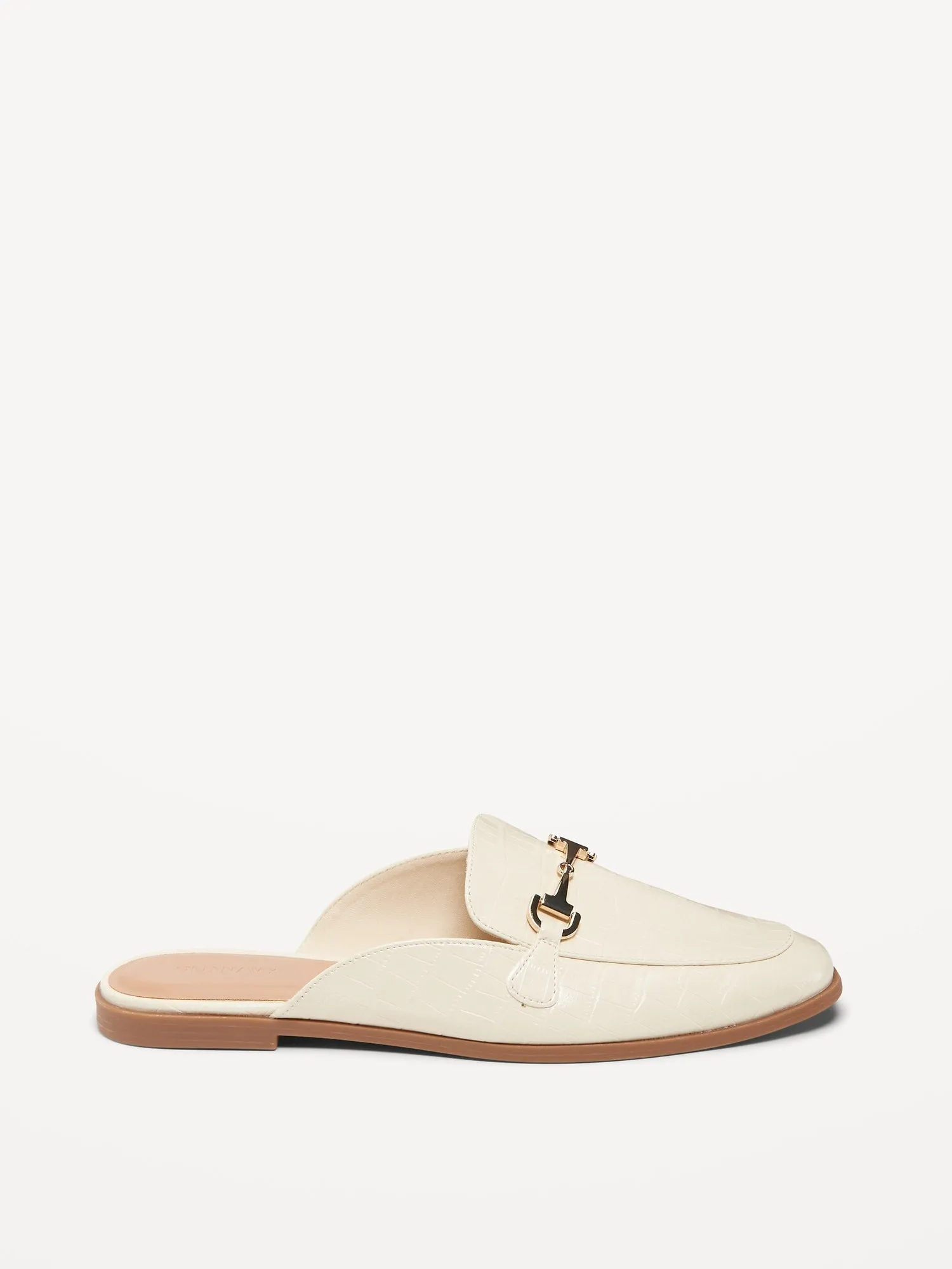Faux-Leather Loafer Mule Shoes