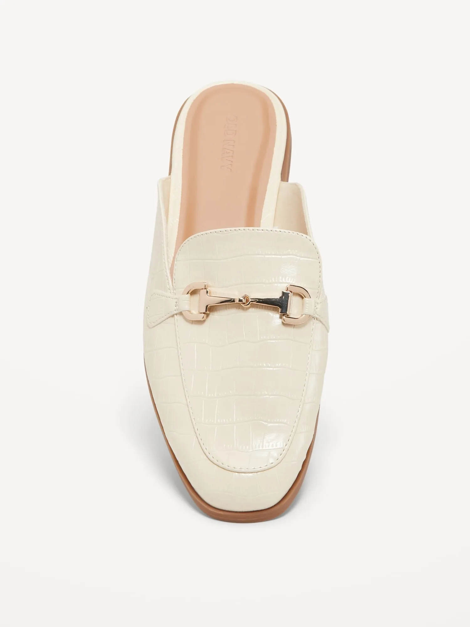 Faux-Leather Loafer Mule Shoes
