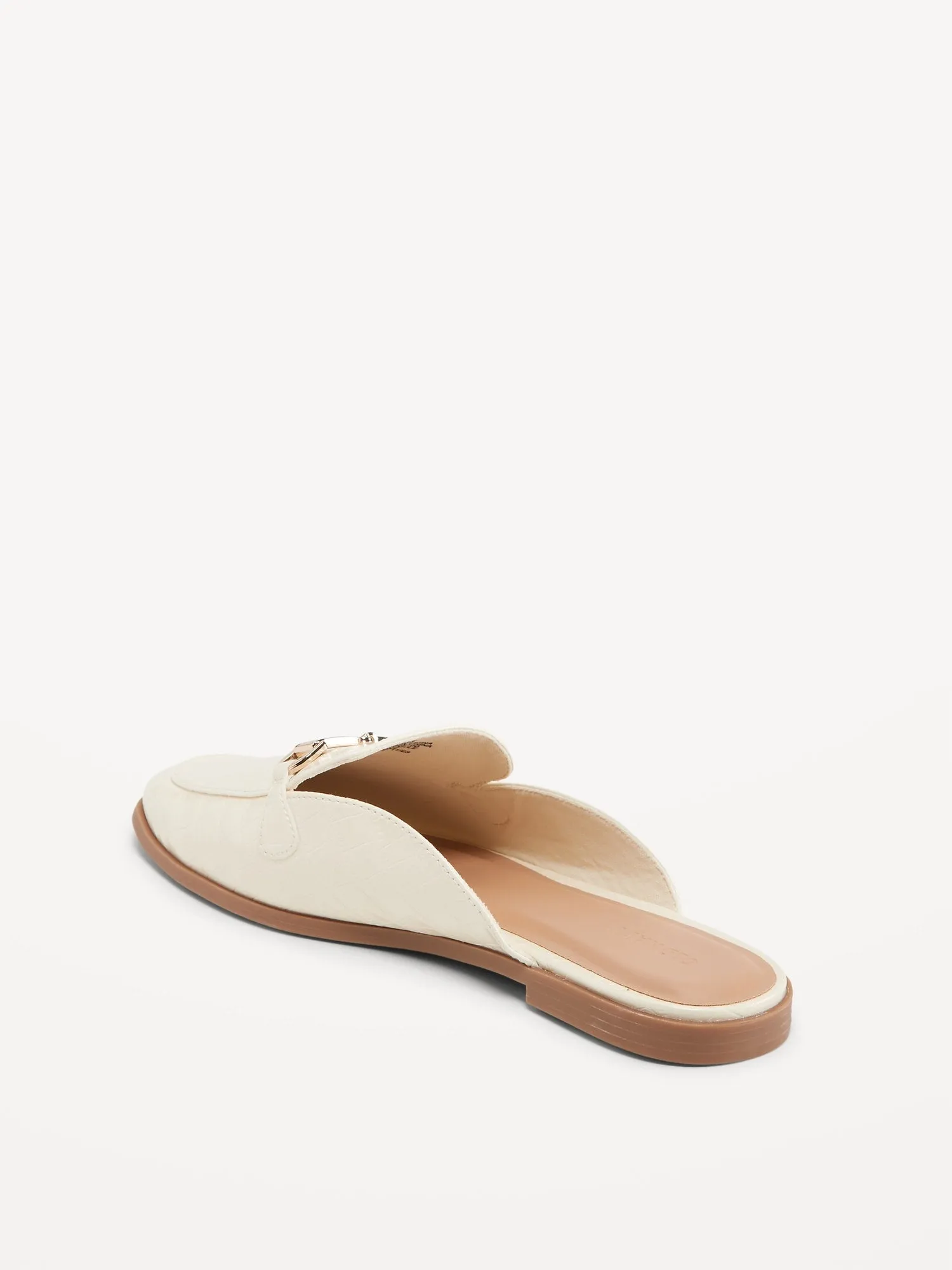 Faux-Leather Loafer Mule Shoes