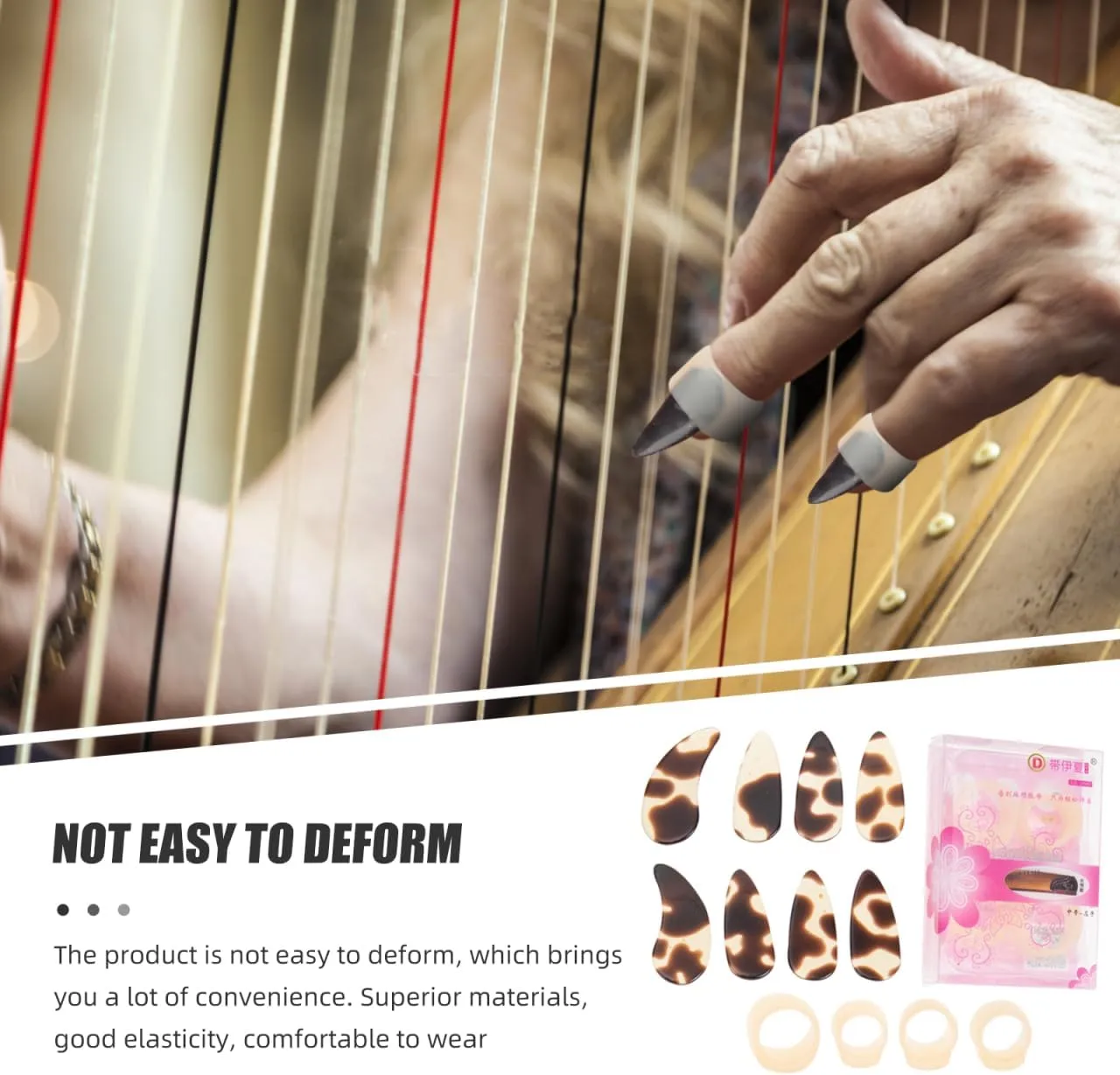 FAVOMOTO 1 Sets Thumb Finger Picks, Guzheng Nail Protectors Silicone Finger Practice Portable Guitar Thumb Picks Nail Tape Roll Covers Protectors Parts for Practice String Instrument Ages 13 and Up
