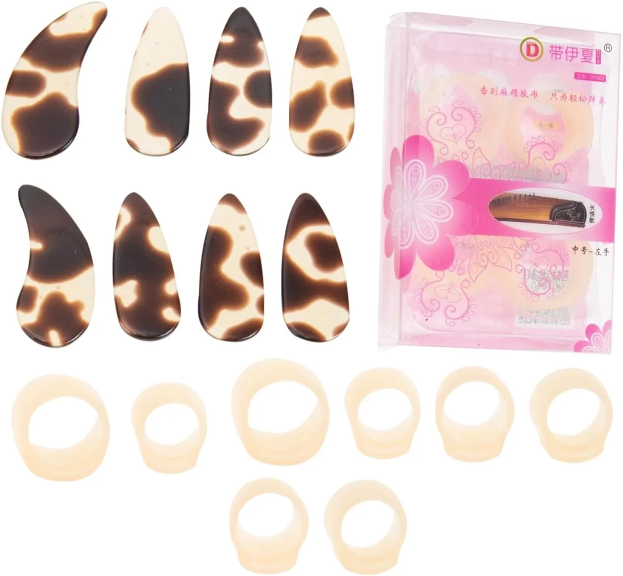 FAVOMOTO 1 Sets Thumb Finger Picks, Guzheng Nail Protectors Silicone Finger Practice Portable Guitar Thumb Picks Nail Tape Roll Covers Protectors Parts for Practice String Instrument Ages 13 and Up