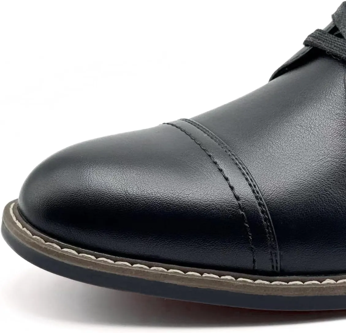 Finishing & Sewing Men's Dress Cap Toe Oxford Boots, Lace Up Ankle Derby Boots