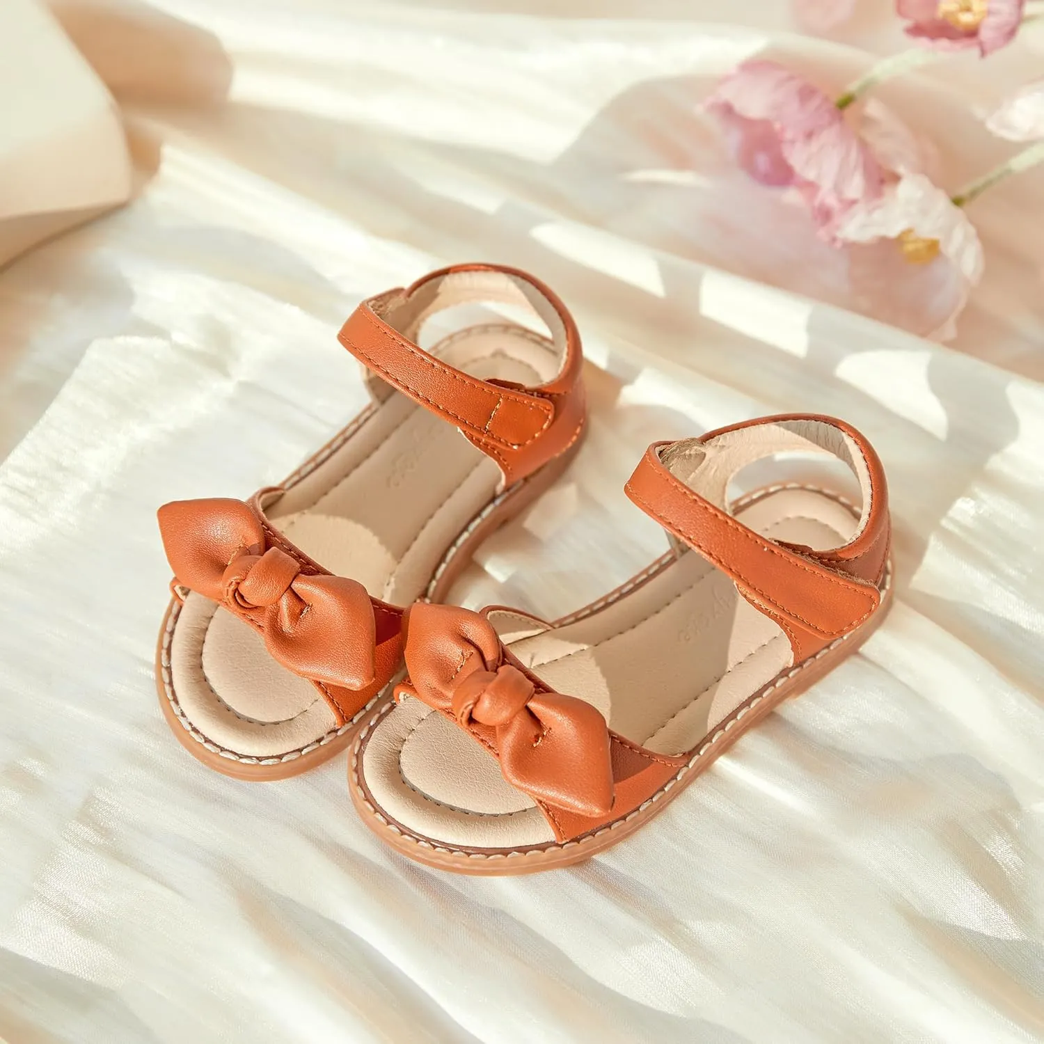 Flaryzone Toddler Little Girls Glitter Flower Open-Toe Flat Dress Sandals Summer Shoes