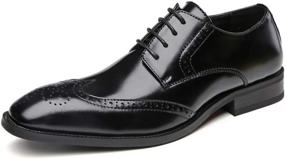 Formal Shoes Dress Oxford for Men Lace Up Wing Tip Brogue Derby Shoes Cowhide Anti-Slip Slip Resistant Low Top Classic Suitable for Many Occasions