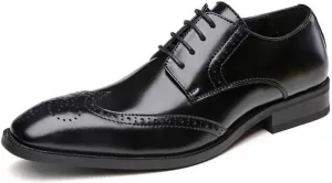 Formal Shoes Dress Oxford for Men Lace Up Wing Tip Brogue Derby Shoes Cowhide Anti-Slip Slip Resistant Low Top Classic Suitable for Many Occasions