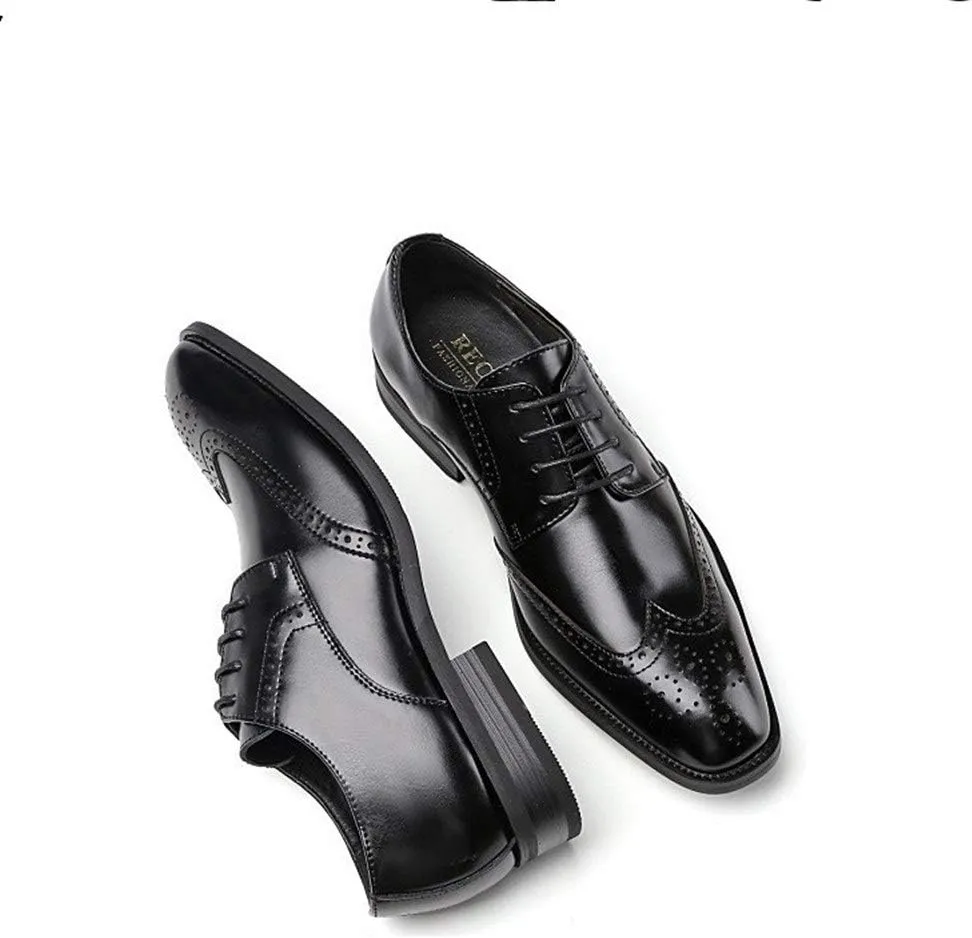 Formal Shoes Dress Oxford for Men Lace Up Wing Tip Brogue Derby Shoes Cowhide Anti-Slip Slip Resistant Low Top Classic Suitable for Many Occasions