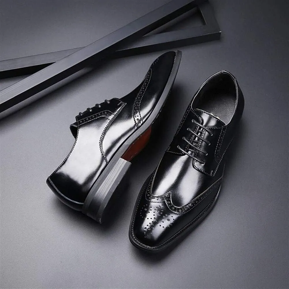 Formal Shoes Dress Oxford for Men Lace Up Wing Tip Brogue Derby Shoes Cowhide Anti-Slip Slip Resistant Low Top Classic Suitable for Many Occasions
