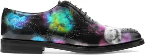 FOWT Women Perforated Self Tie Oxfords Cap Toe Lace Pattern Brogue Shoes Retro Black Mini Heel Flat Multicolored Derby Saddle Shoes for Girls Ladies Uniform Dress Work Party Daily Size 4-16 US