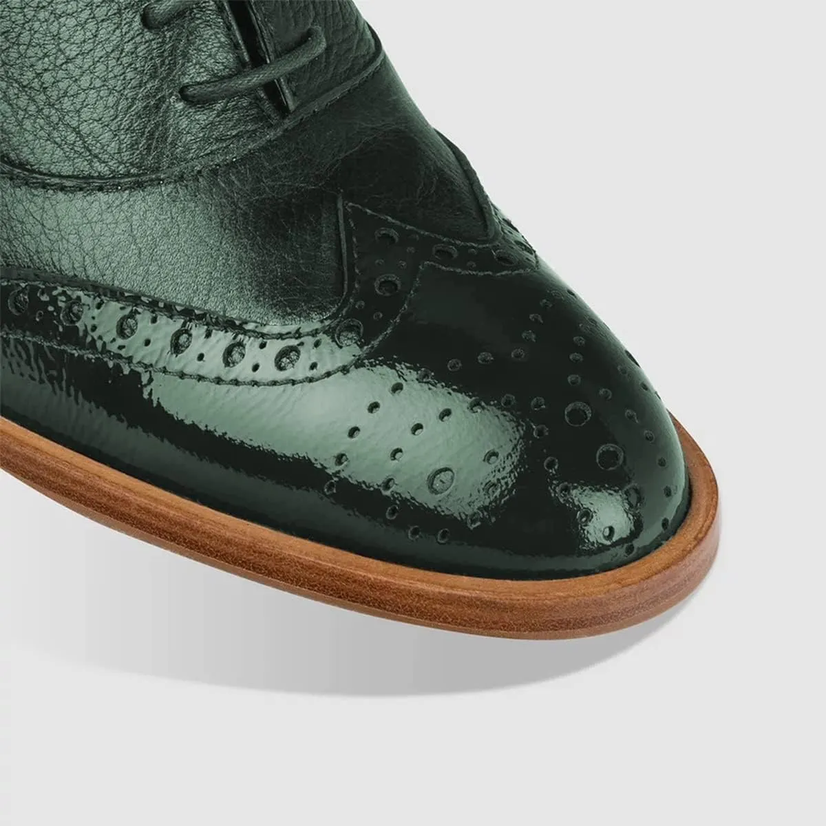 FOWT Women's Perforated Lace-Up Oxfords Almond Toe Mid Chunky Heel Brogues Casual Unisex Derby Saddle Shoes for Office Vacation Business US Size 4-16