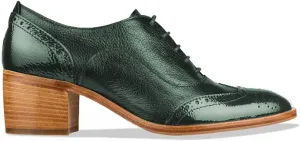 FOWT Women's Perforated Lace-Up Oxfords Almond Toe Mid Chunky Heel Brogues Casual Unisex Derby Saddle Shoes for Office Vacation Business US Size 4-16